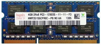 Pamięć RAM do laptopa 4GB DDR3 PC3 12800S 1600 MHz