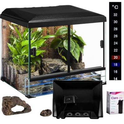 Full Zestaw z Wyposażeniem 30x25x25 AkwaTerrarium Terrarium Dla Żółwia