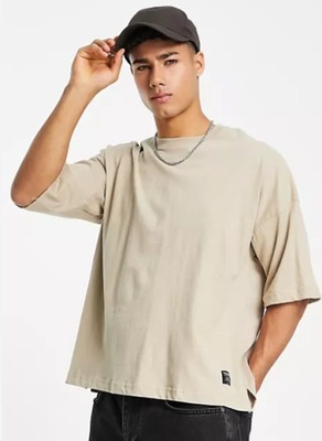 PULL & BEAR T-SHIRT MĘSKI BEŻOWY GŁADKI L 1RXC