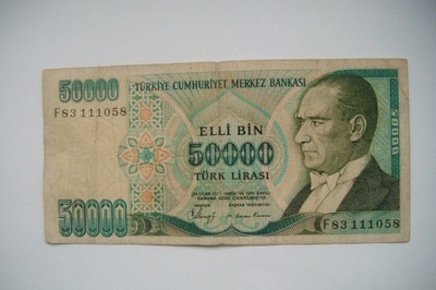 Banknot Turcja 50000 Lira 1970 r.