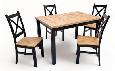 zestaw 4 krzesła i stół rozkładany 80x120 do 150
