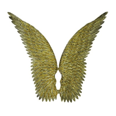 Dekoracja ścienna ozdoba metalowa 3D skrzydła złote 100X91 cm