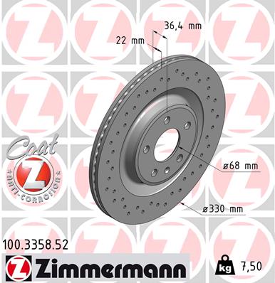 ZIMMERMANN 100.3358.52 DISKU STABDŽIŲ 