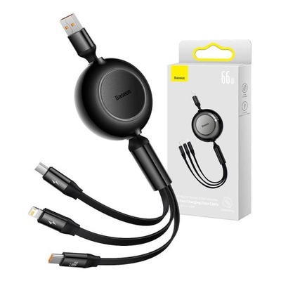 Kabel USB 3w1 Baseus Bright Mirror 3, micro USB / Lightning / USB-C, 66W /