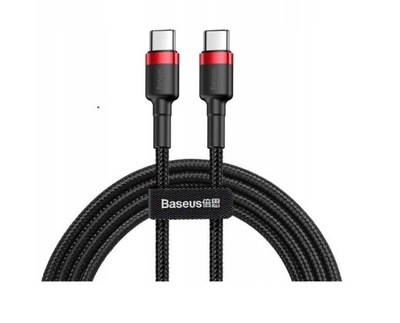 KABEL USB-C DO USB-C PD QC 3.0 60W 1M (CZARNO-CZERWONY)