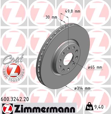 ZIMMERMANN 600.3242.20 DISKU STABDŽIŲ 