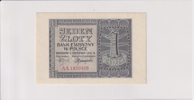 1 Złoty Polska 1941 - UNC Seria AA