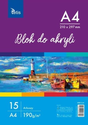 BLOK DO AKRYLI A4 15 ARKUSZY 190g, TETIS