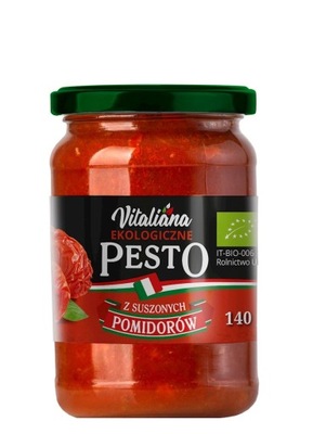 PESTO Z SUSZONYCH POMIDORÓW BIO 140 g - VITALIANA VITALIANA