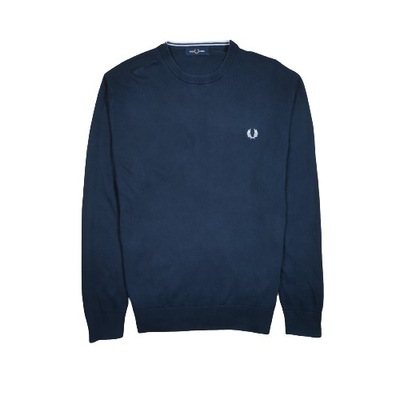 FRED PERRY Sweter Męski Granatowy Logowany r. L