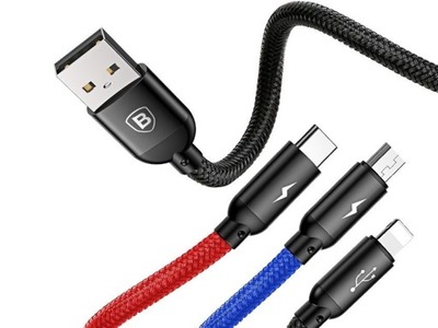 BASEUS Kabel 3w1 USB-C / Lightning / Micro 3A 1.2m
