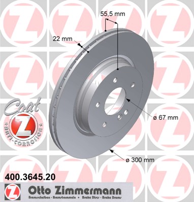 ZIMMERMANN MERCEDES C W203 300MM DISKAI GAL. 400.3645.20 