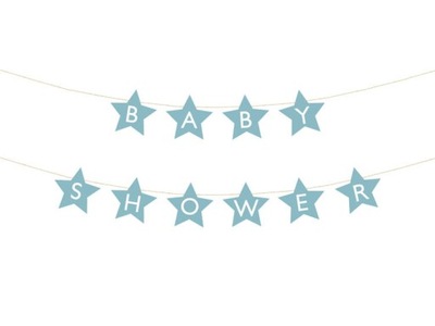 Baner girlanda na Baby Shower błękitny niebieski gwiazdki 290cm 1 sztuka