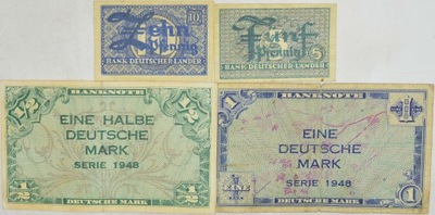 22.aj.Zest.Niemcy, Banknoty 1948 szt.4, St.3+