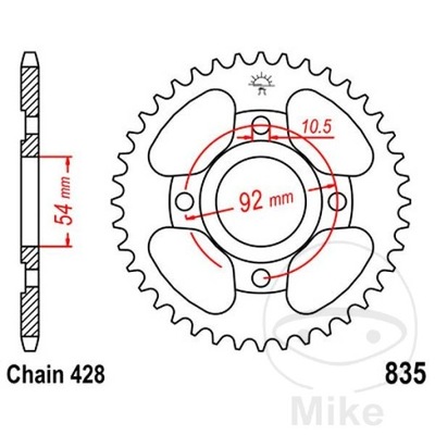 ENGRANAJE PARTE TRASERA DE ACERO JT R835-46, 46Z, TAMAÑO 428  