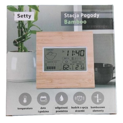 SETTY Stacja pogody BAMBOO z bambusowymi elementami