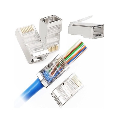 Wtyk telefon. RJ45 8P 8C(drut)przelotowy CAT.5E ek