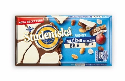 STUDENTSKA Czekolada biała mleczna orzechami 180 g