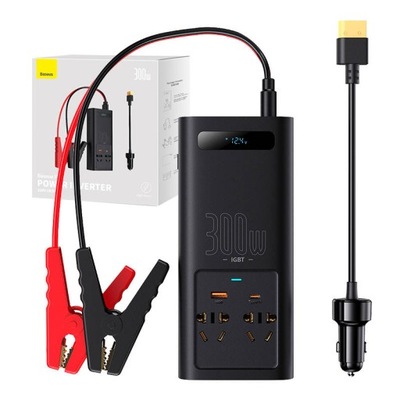 BASEUS INWERTER AUTO BALASTO 300W 12V USB-C USB-A 2 PIEZAS CN/EU 220V  