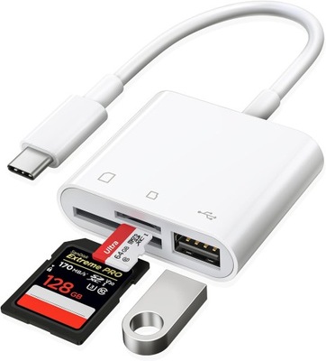 Czytnik kart SD/SDmini USB na USB-C 3w1