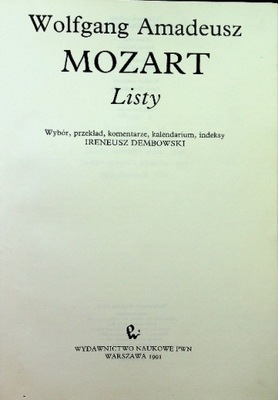 Wolfgang Amadeusz Mozart - Mozart Listy