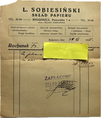 BYDGOSZCZ SOBIESIŃSKI SKŁAD PAPIERU