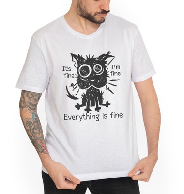 Zestresowany kot I'M FINE Koszulka T-shirt L