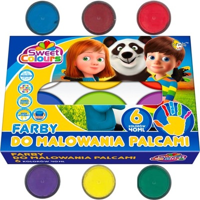 Farby dla dzieci do malowania palcami 6 kolorów