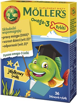 Mollers Omega-3 Rybki żelki smak jabłkowy 36 szt.