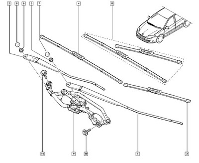 LIMPIAPARABRISAS ESCOBILLAS DERECHO 288900004R RENAULT LAGUNA 3  