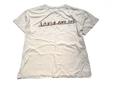ZARA beżowa bluzka koszulka welurowy napis 152