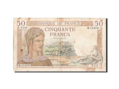 Banknot, Francja, 50 Francs, Cérès, 1939, 1939-11-