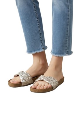 ANSWEAR LAB KLAPKI DAMSKIE Z PLECIONYM PASKIEM I SKÓRĄ NATURALNĄ 41 1I_A