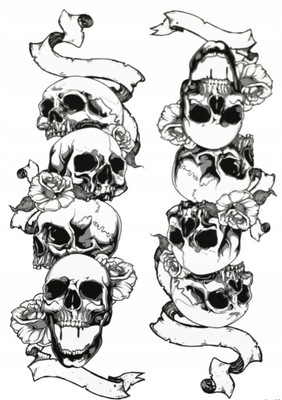 Tatuaż tymczasowy czaszki 3D 2 sztuki wstążka róża