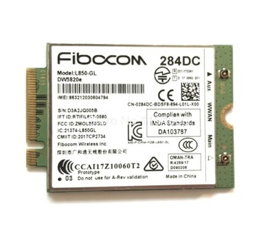 Modem Fibocom L850-GL do Dell WWAN DW5820e