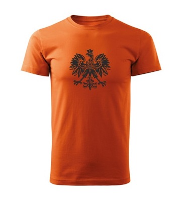 Koszulka T-shirt dziecięca M406 POLSKA GODŁO ORZEŁ pomarańczowa rozm 110