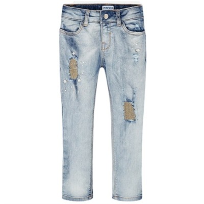 Spodnie jeans dziewczęce dziury Mayoral 3503-45 r. 128