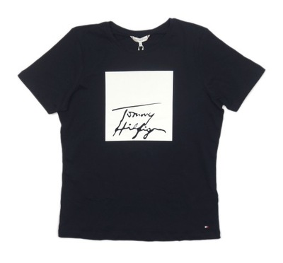TOMMY HILFIGER Damski Granatowy T-shirt Logo r. M 38 / Nowy
