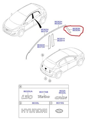 HYUNDAI I30 LIPDUKAS RĖMELIAI DURYS T. L. 86383-A5000 