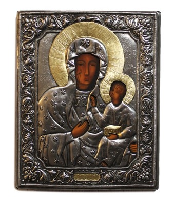 Ikona Matka Boska Częstochowska 18,5x22,5 metalowa