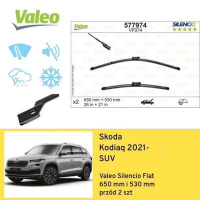 WIPER BLADES FRONT FOR SKODA KODIAQ SUV (2021-) VALEO  