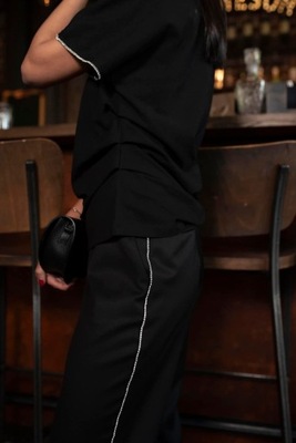 Spodnie LEMONADA czarny r. 40 z lampasem z cyrkonii