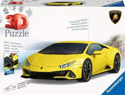 Puzzle 3D Lamborghini Huracán Evo żółte 108 sztuk