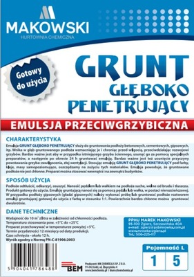 GRUNT GŁĘBOKO PENETRUJĄCY PRZECIWGRZYBICZNY 5L