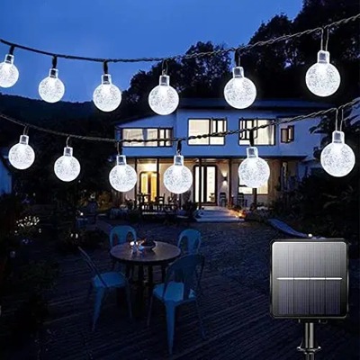 Solarny łańcuch świetlny na zewnątrz, 50 diod LED, 7 m, solarny lampion, na