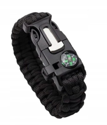 BRANSOLETKA SURVIVALOWA 5 W 1 PARACORD KRZESIWO