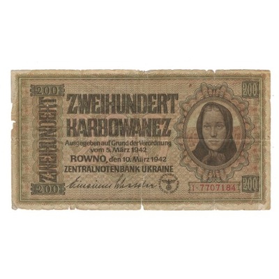 Banknot, Ukraina, 200 Karbowanez, 1942, 1942-03-10