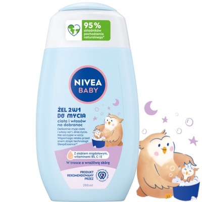 NIVEA BABY ŻEL DO MYCIA CIAŁA I WŁOSÓW 2W1 DLA DZIECI NA DOBRANOC