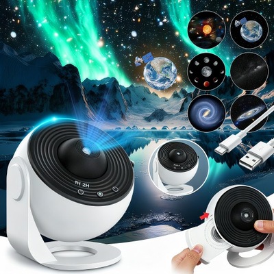 PROJEKTOR ROZGWIEŻDŻONEGO NIEBA 12 GALAKTYK, OBRÓT O 360° FOKUS HD
