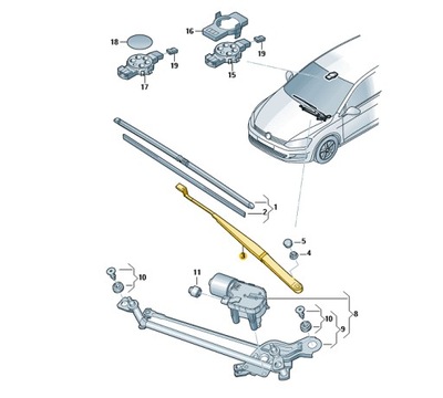 ЛЕВАЯ ПЛЕЧО ДВОРНИКИ СТЕКЛА ПЕРЕД SKODA OCTAVIA 3